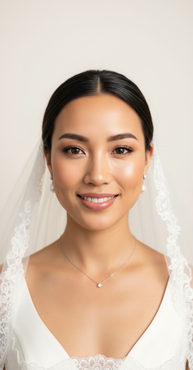 After Bridal Bun With Veil